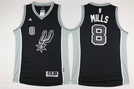 Maillot De Basket San Antonio Spurs Patty Mills 8 2015-16 Season Noir